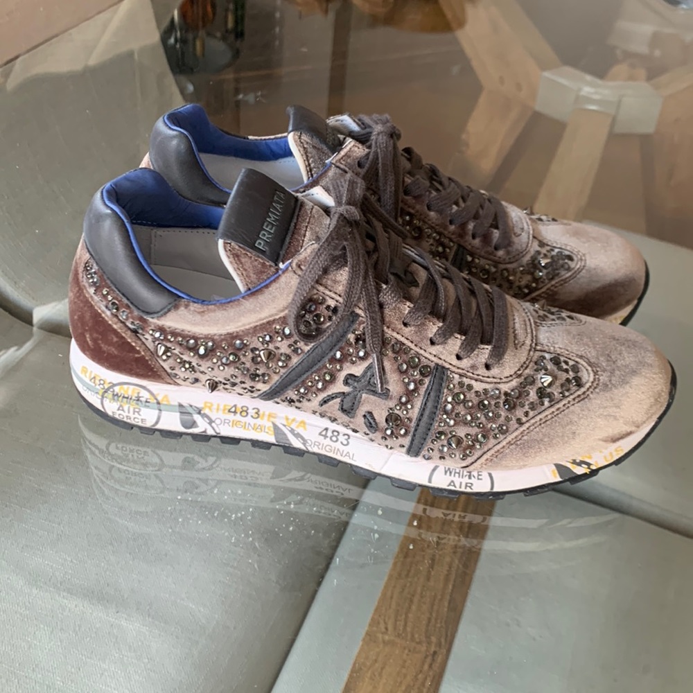 Premiata Lucy Lace-up Trainers Brown Velvet Size 39 / 9